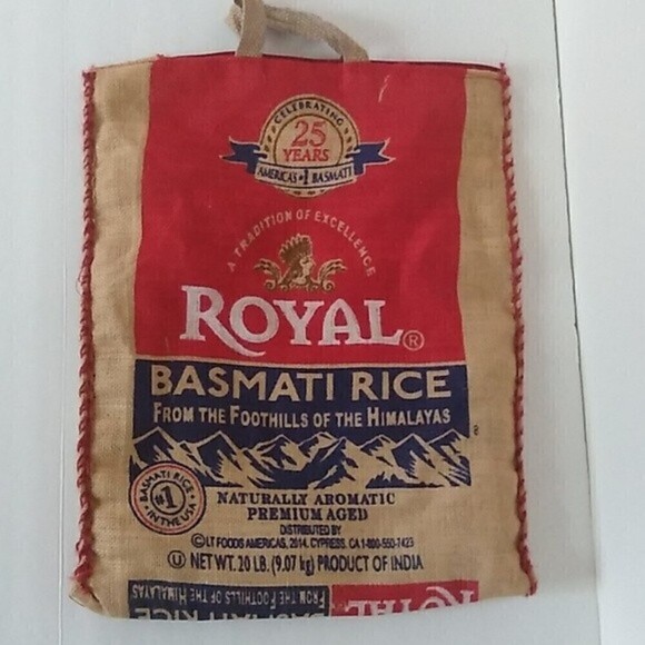 Royal Basmati Rice Burlap Bag Tote Handles - Picture 3 of 4